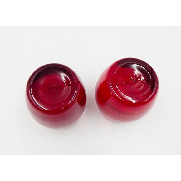 Crate & Barrel Diva Candle Holders Ruby Red Glass Pair Votive 3 Inch Art Glass - Picture 4 of 11